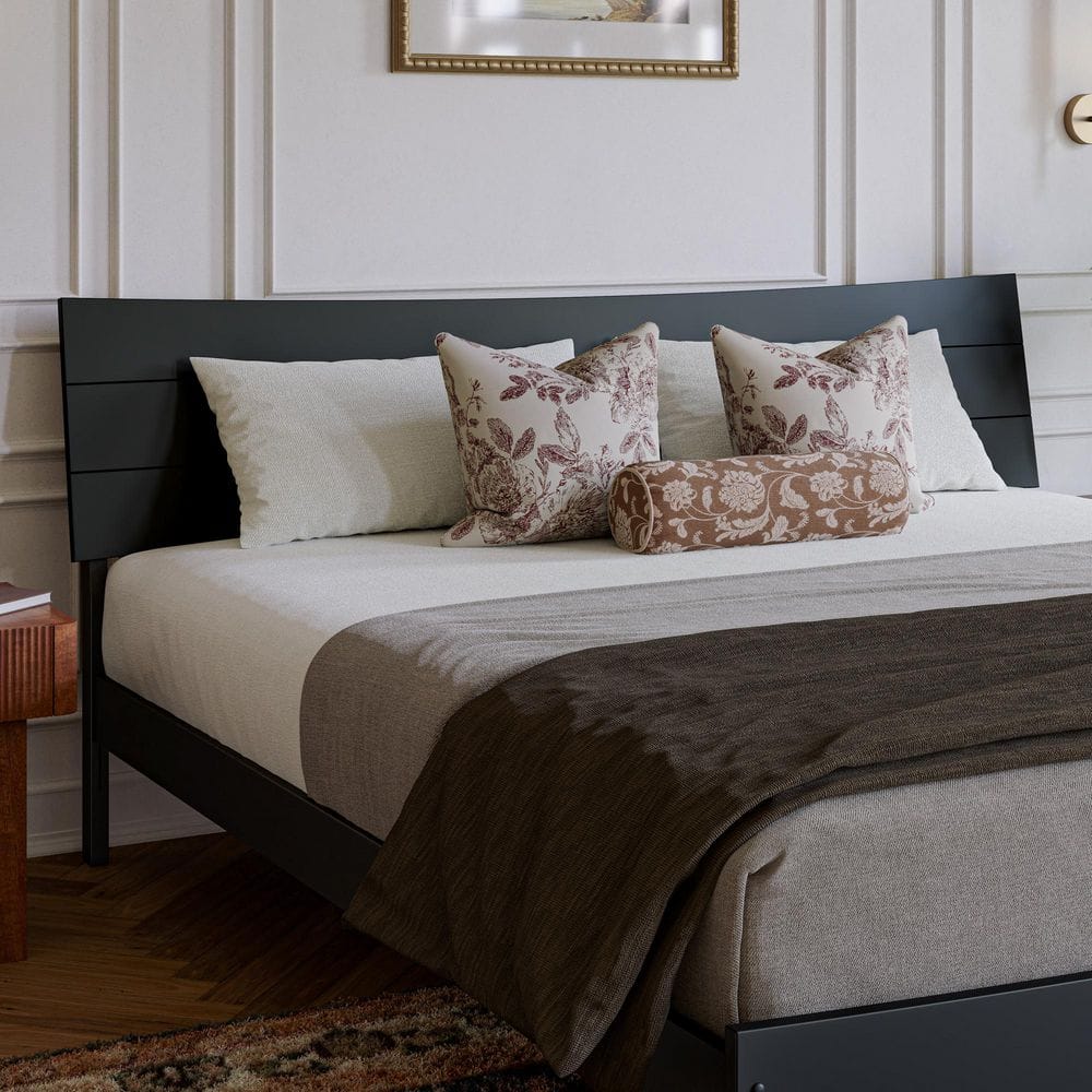 Phoenix Black Wood King Panel Headboard