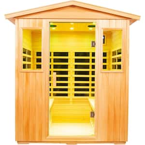 Moray 4-Person Outdoor Basswood Infrared Sauna with 8 Far-Infrared Carbon Crystal Heaters and Chromotherapy