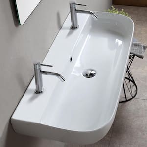 Glam Wall Mounted Bathroom Sink in White