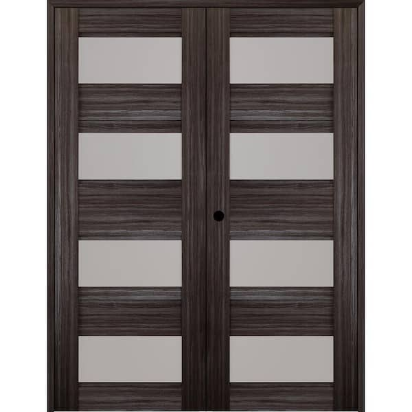 Palladio Active 10-Lite Frosted Glass Wood Composite Double Prehung French Door Belldinni Finish: Oak, Handing: Right, Size: 72 x 96