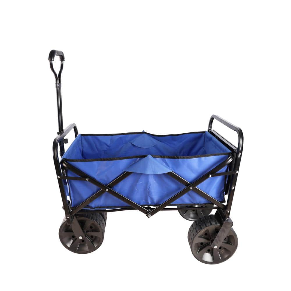 4.5 cu. ft. Blue Metal Folding Wagon, Shopping Beach Garden Cart