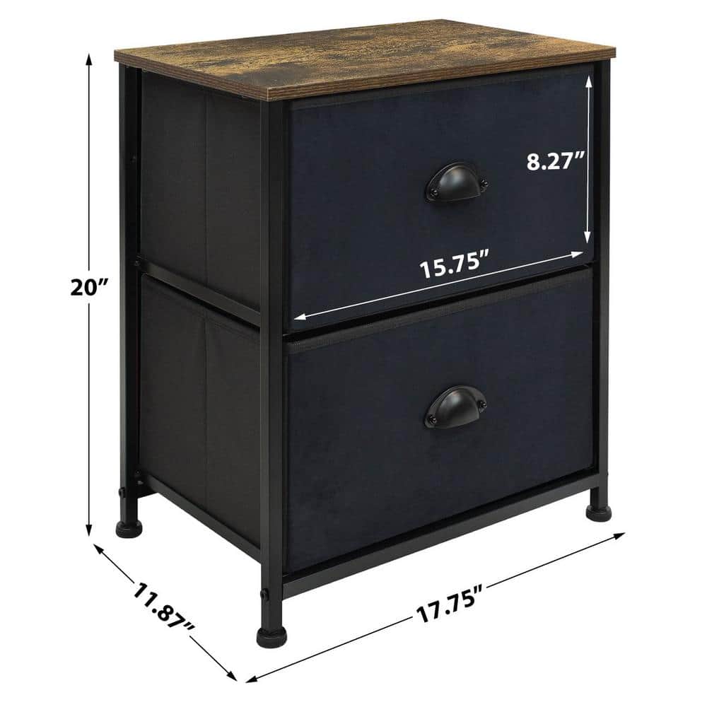 Industrial Black Vertical Nursery Nightstand with Extra Deep Drawer