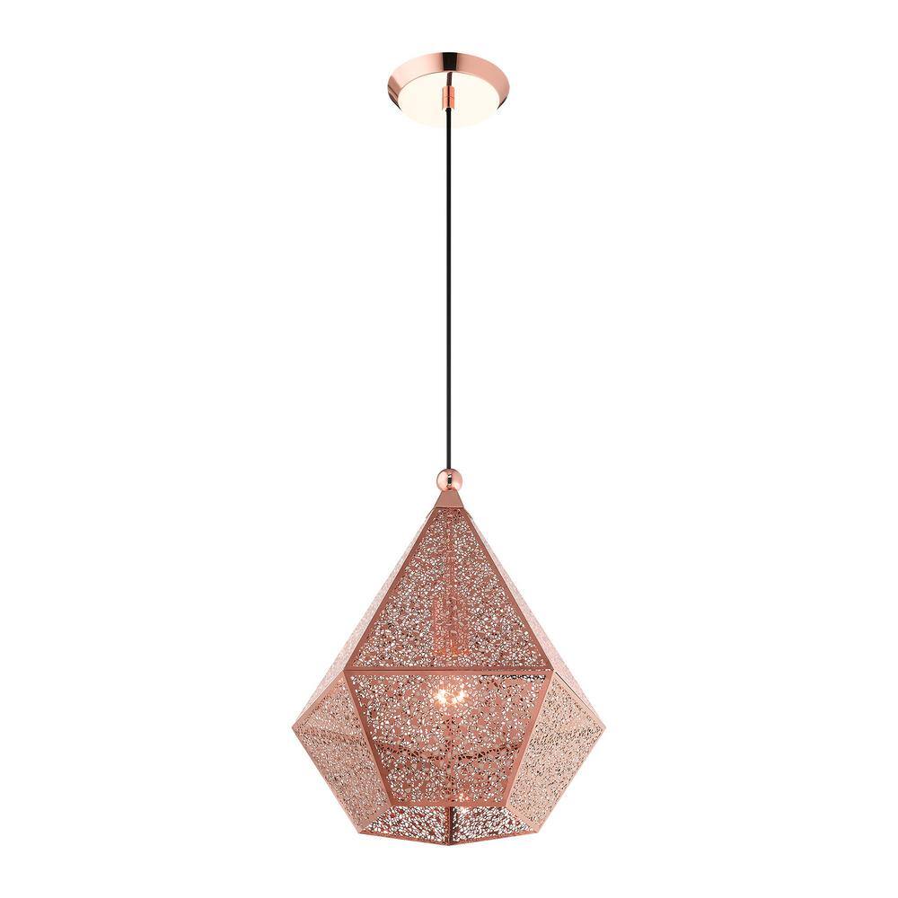 Rose Gold Filigree Metal Globe Pendant Light