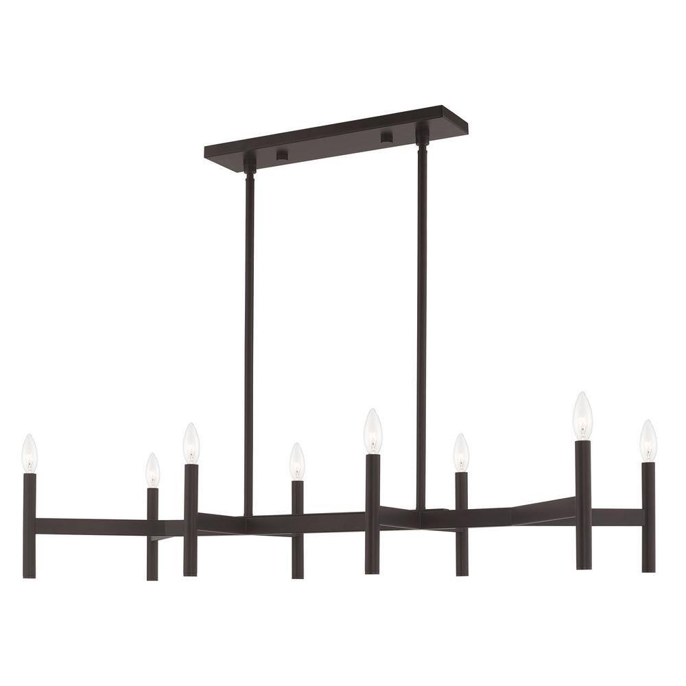 Copenhagen Bronze 8-Light Industrial Linear Chandelier