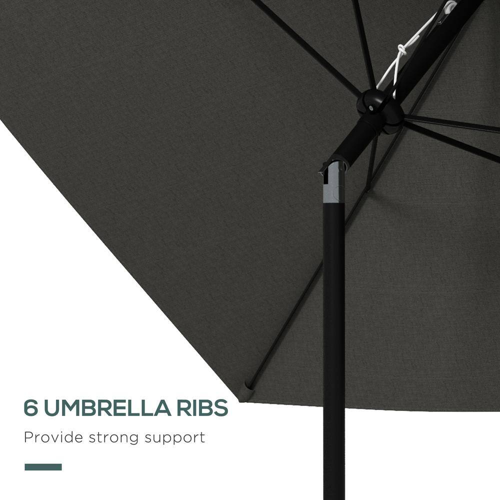 Gray Rectangular Market Umbrella with Crank & Tilt, 6.6 x 10 ft