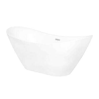 67 in. Acrylic Alcove Flatbottom Freestanding Soaking Non-Whirlpool Bathtub in White