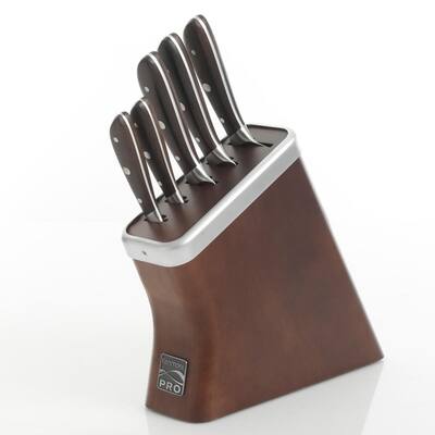Truman 6-Piece Carbon Stainless Steel Cutlery Knife Set with Knife Block