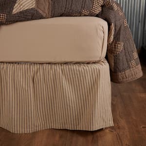 Farmhouse Star 16 in. Country Charcoal Dark Tan Ticking Stripe Twin Bed Skirt