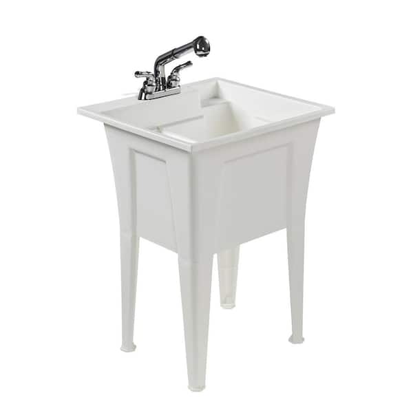 RUGGED TUB 18 Gal Freestanding Utility/Laundry Sink with Microban Protection and Faucet