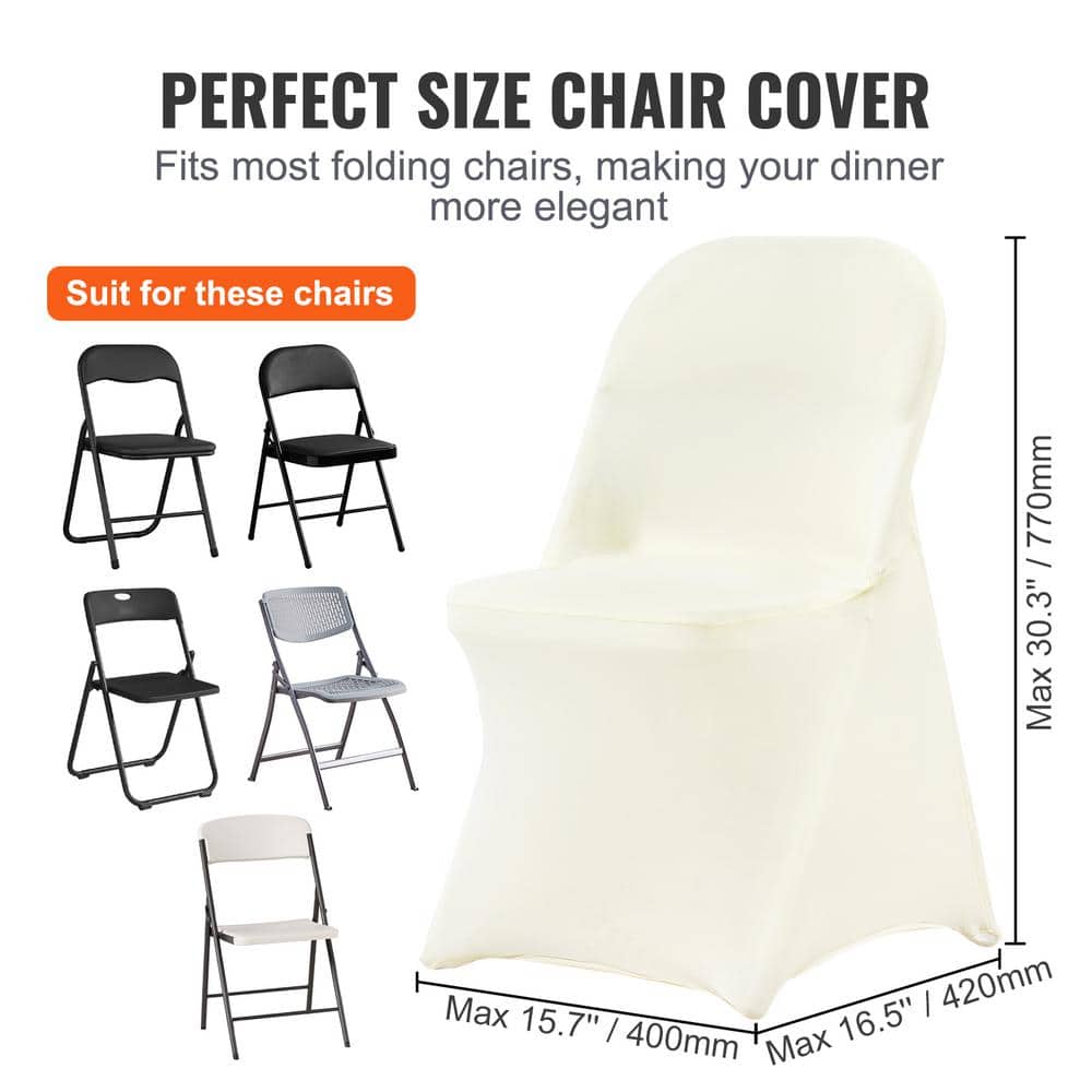 Ivory Stretch Spandex Chair Covers for Dining and Events