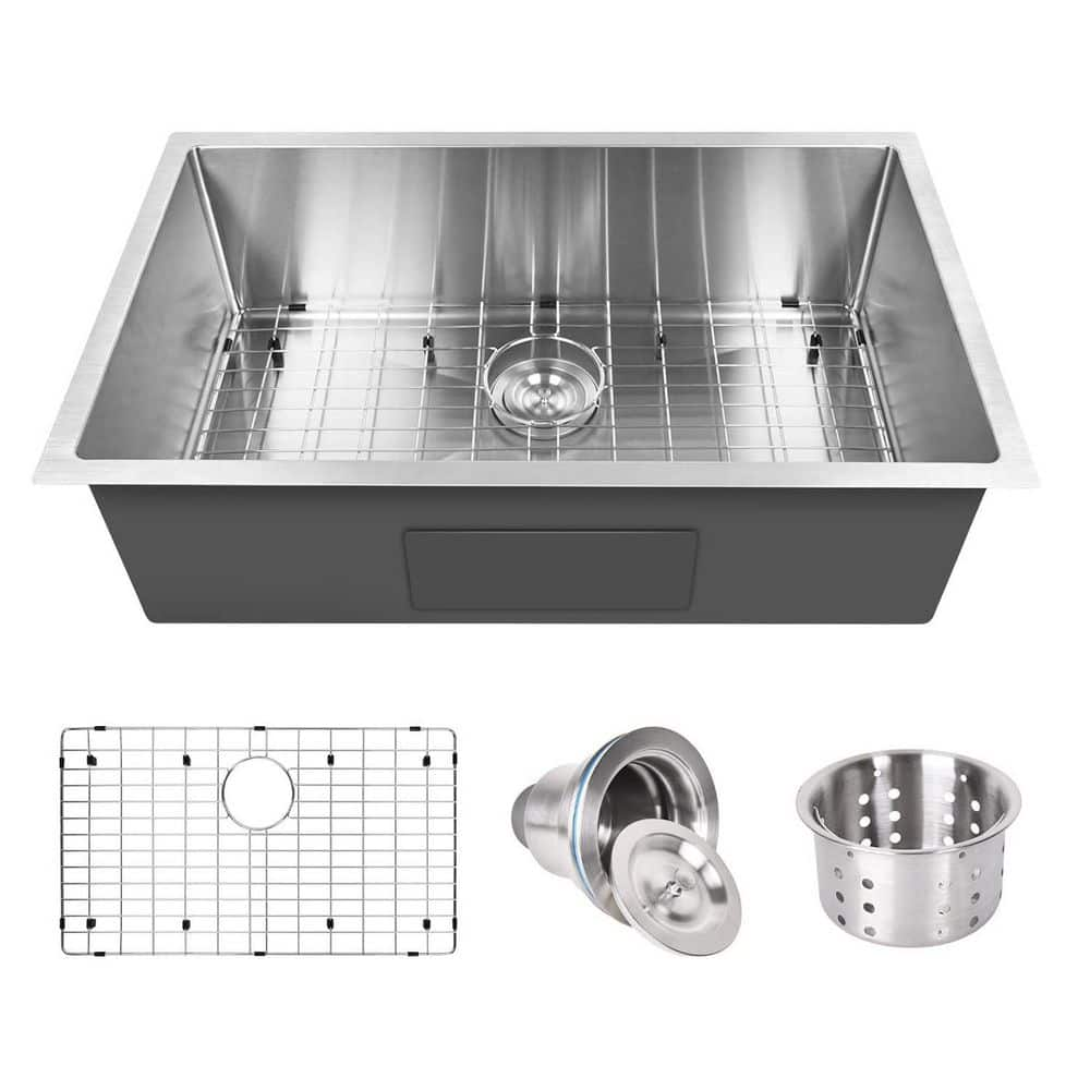 30 Undermount Single Bowl Stainless Steel Handmade Kitchen Sink & Drain  Strainer, Bottom Grid, All in One (30 x 18 x 9) - On Sale - Bed Bath &  Beyond - 32853306