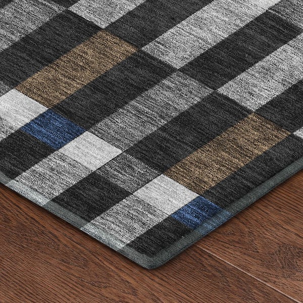 Mayfield Premium Machine Washable Abstract AMF2548 Black 5 ft. x 7 ft. 6 in. Area Rug