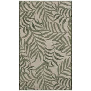 Garden Oasis Ivory Green 3 ft. x 5 ft. Nature-inspired Contemporary Area Rug