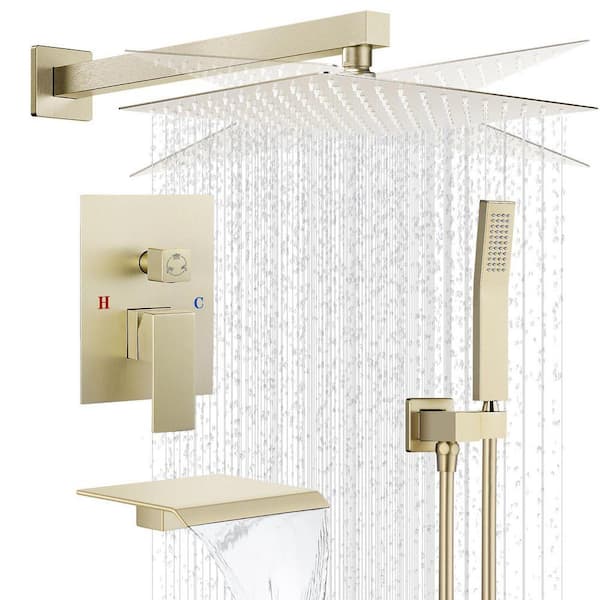 AKLFGN Double Handle 3-Spray Tub and Shower Faucet Shower Combo 12