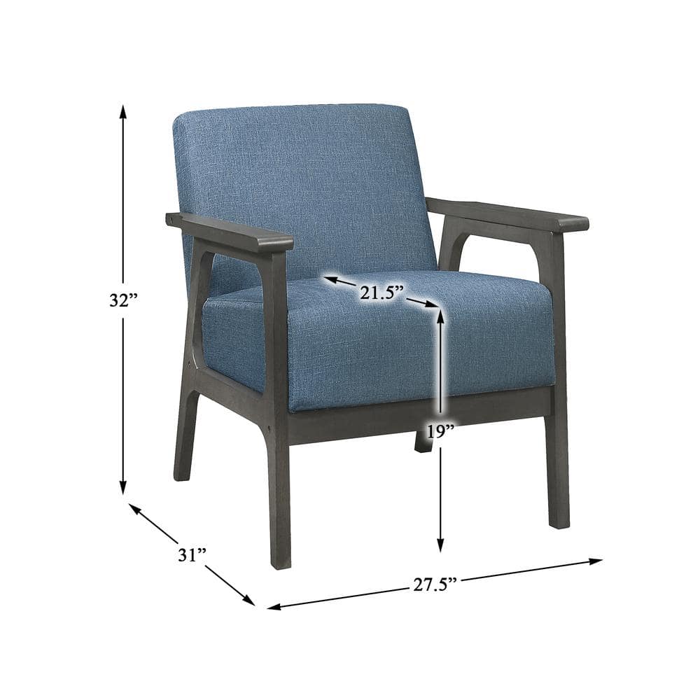 Ocala Blue Upholstered Wood Frame Accent Chair