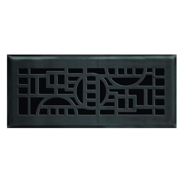Hampton Bay 4 in x 12 in Cosmopolitan Floor Register in Matte Black