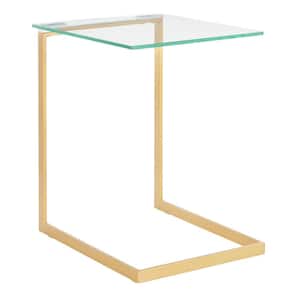 Zenn Contemporary Clear Glass Gold Top End Table