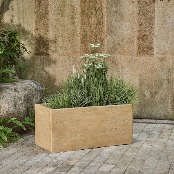 Siloam 31.25 in. L x 15.75 in. W x 14.5 in.H Travertine Beige Outdoor Concrete Rectangle Decorative Pots Planter Box,MGO