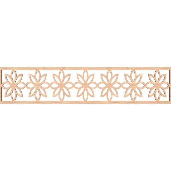 Ekena Millwork Daisy Fretwork 0.25 in. D x 46.75 in. W x 10 in. L Red Oak Wood Panel Moulding