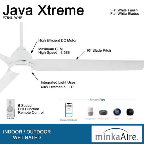 MINKA-AIRE Java Xtreme 84 in. Integrated LED Indoor/Outdoor Flat