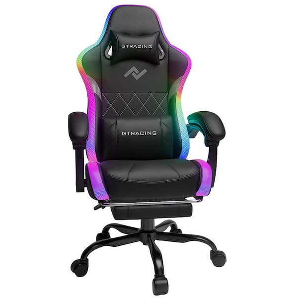 ComHoma Faux Leather RGB Gaming Chair Adjustable Height Heavy Duty Ergonomic Computer Office Desk Chair, RGB