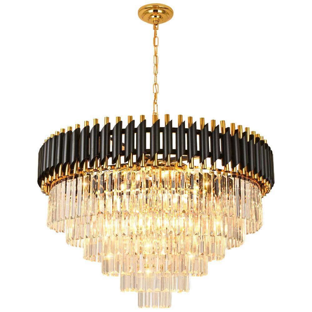 Modern Crystal Chandelier 31.6 in. 17-Light Gold and Black Chandelier for Dinning Room, Living Room, Foyer, Bedroom price history on PriceWatchPro