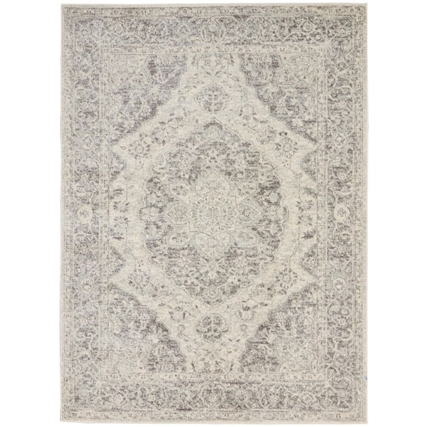 Tranquil Ivory/Grey 5 ft. x 7 ft. Persian Vintage Area Rug