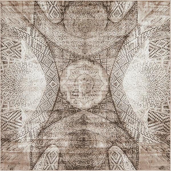 Unique Loom Sofia Albert Brown 8' 0 x 8' 0 Square Rug