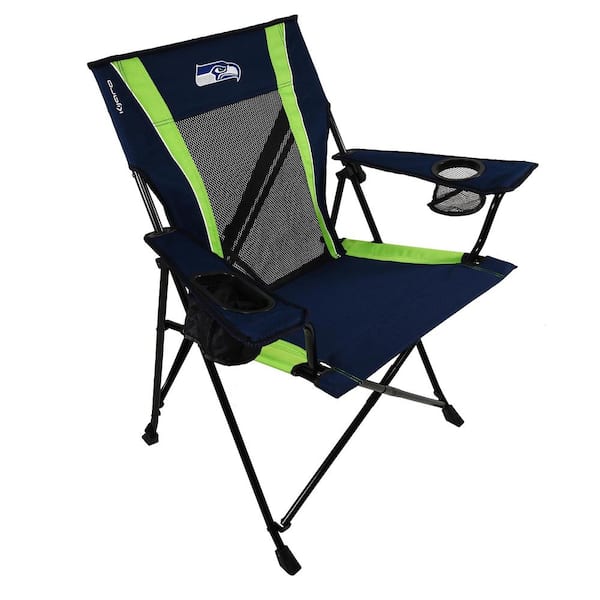 ITOPFOX Premium Pro Football Seattle Seahawks Navy Blue and Green Polyester Camping Chair with Cup Holder