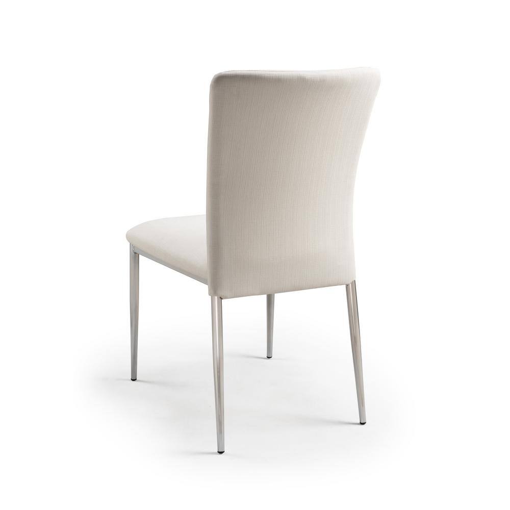 White Faux Leather Upholstered Side Chair with Metal Legs
