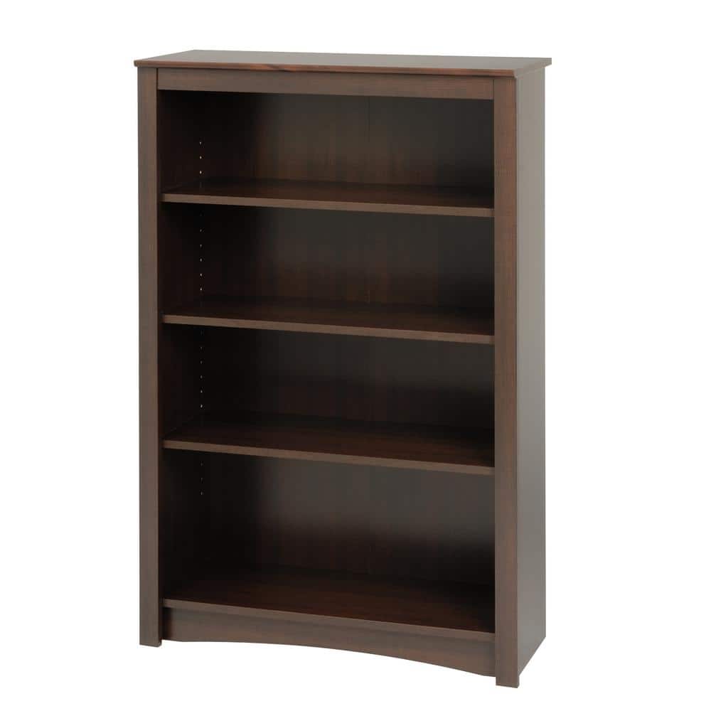 Espresso Adjustable 4-Shelf Deluxe Wood Bookcase