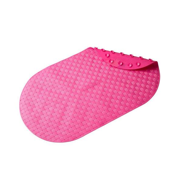 Croydex 15-3/8 in. x 27-1/4 in. Basket Weave Bath Mat in Pink