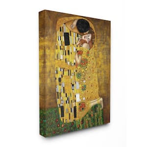 "Patterned Gold Green Classic Figure Painting" by Gustav Klimt Canvas People Wall Art 20 in. x 16 in.