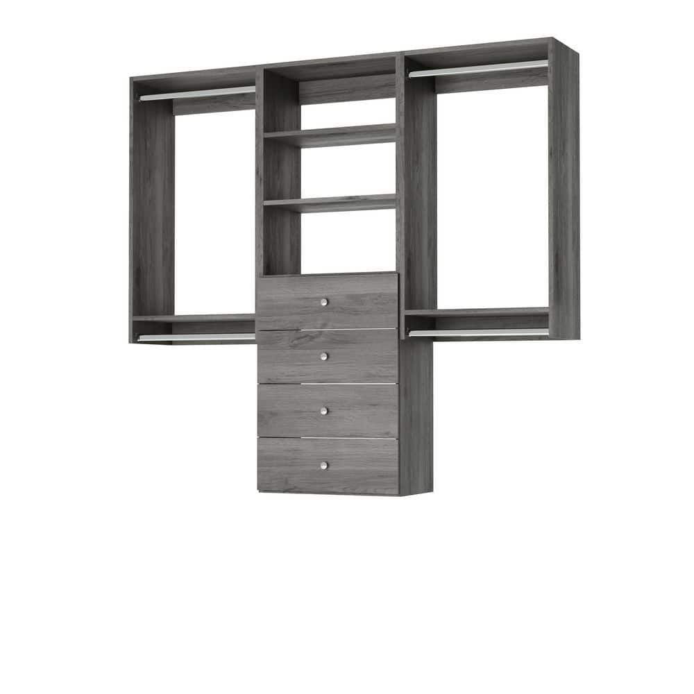 Vista Collection 73.5 in. W-73.5 in. W Gray Closet Kit Premium Closet Kit Wall Mounted 9-Shelf Wood Closet System price history on PriceWatchPro