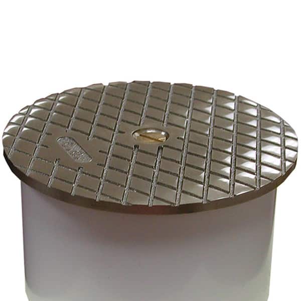 JONES STEPHENS - 4 in. PVC Inside Pipe Fit Cleanout with 4-1/2 in. Nickel Bronze Round Cover