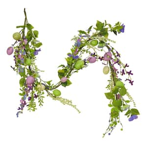 Artificial 60" Flowering Purple Eggs Easter Garland