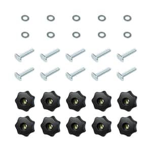 T-Track Knob Kit with 7 Star 5/16 in.-18 Threaded Knob, Bolts and Washers for Woodworking Jigs and Fixtures (Set of 10)