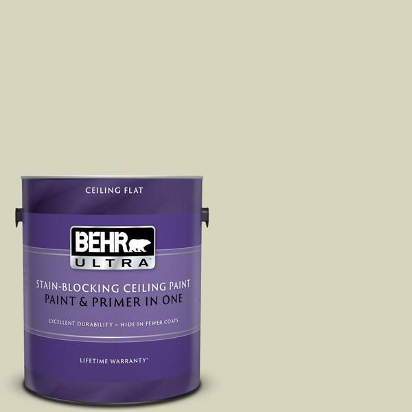 BEHR ULTRA 1 gal. #UL200-13 Pale Cucumber Ceiling Flat Interior Paint and Primer in One