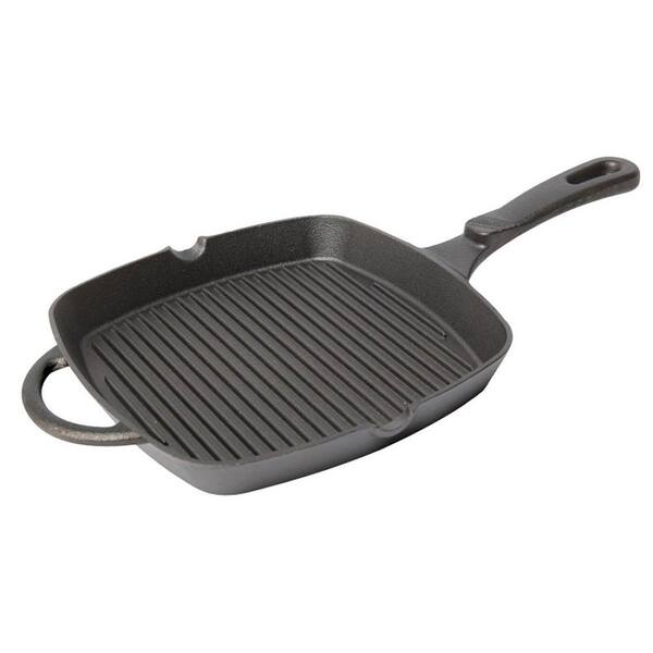 Unbranded Country Cabin 9.5 in. Cast Iron Nonstick Grill Pan in Black