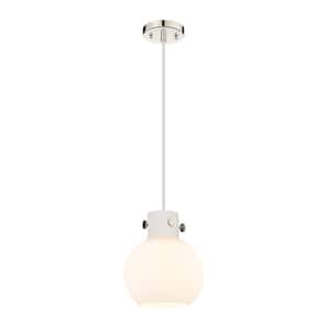 Newton Sphere 100-Watt 1 Light Polished Nickel Shaded Pendant Light with Frosted glass Frosted Glass Shade