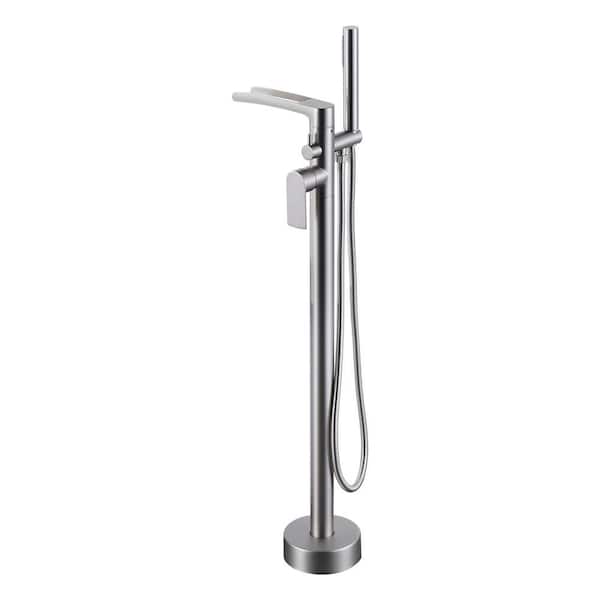 AVITAS Single-Handle Freestanding Tub Faucet with Hand Shower in Brushed Nickel