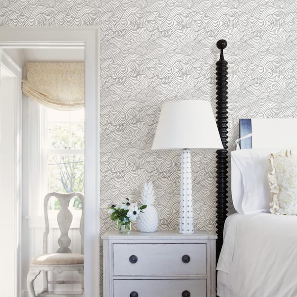 Mare Grey Wave Paper Strippable Wallpaper (Covers 56.4 sq. ft.)