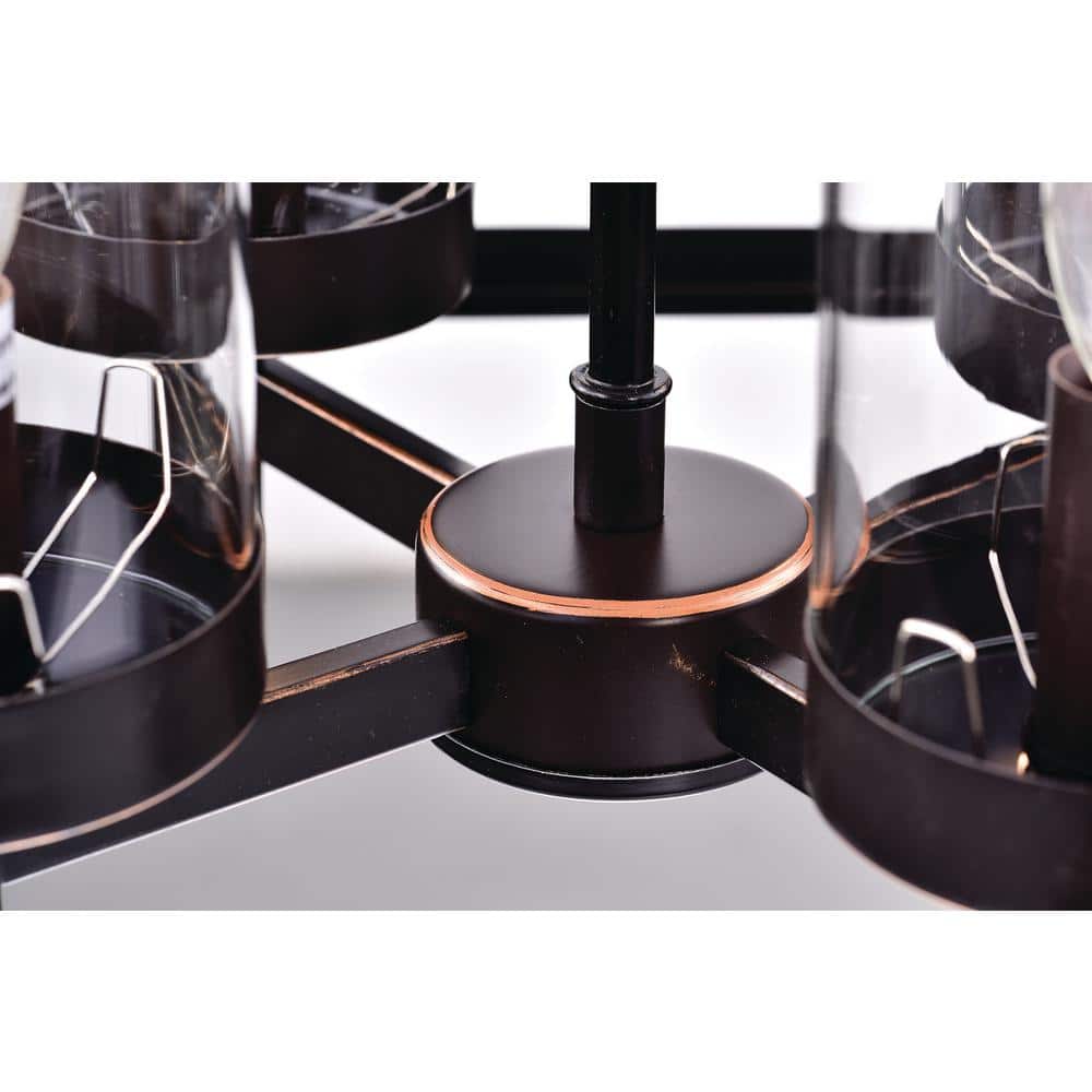 Oil Rubbed Bronze 4-Light Hexagon Cage Chandelier