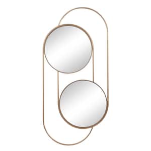 43 in. x 20 in. Layered Oval Round Framed Gold Wall Mirror