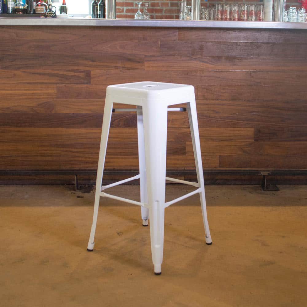 Loft Series Modern Metal 30" White Bar Stool - Set of 4