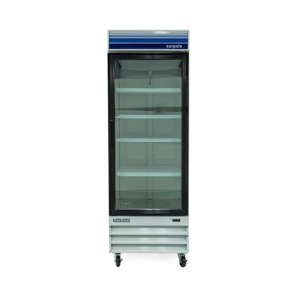 Norpole 28 in. W 23 cu. ft. Single Swing Glass Door Commercial Refrigerator in White