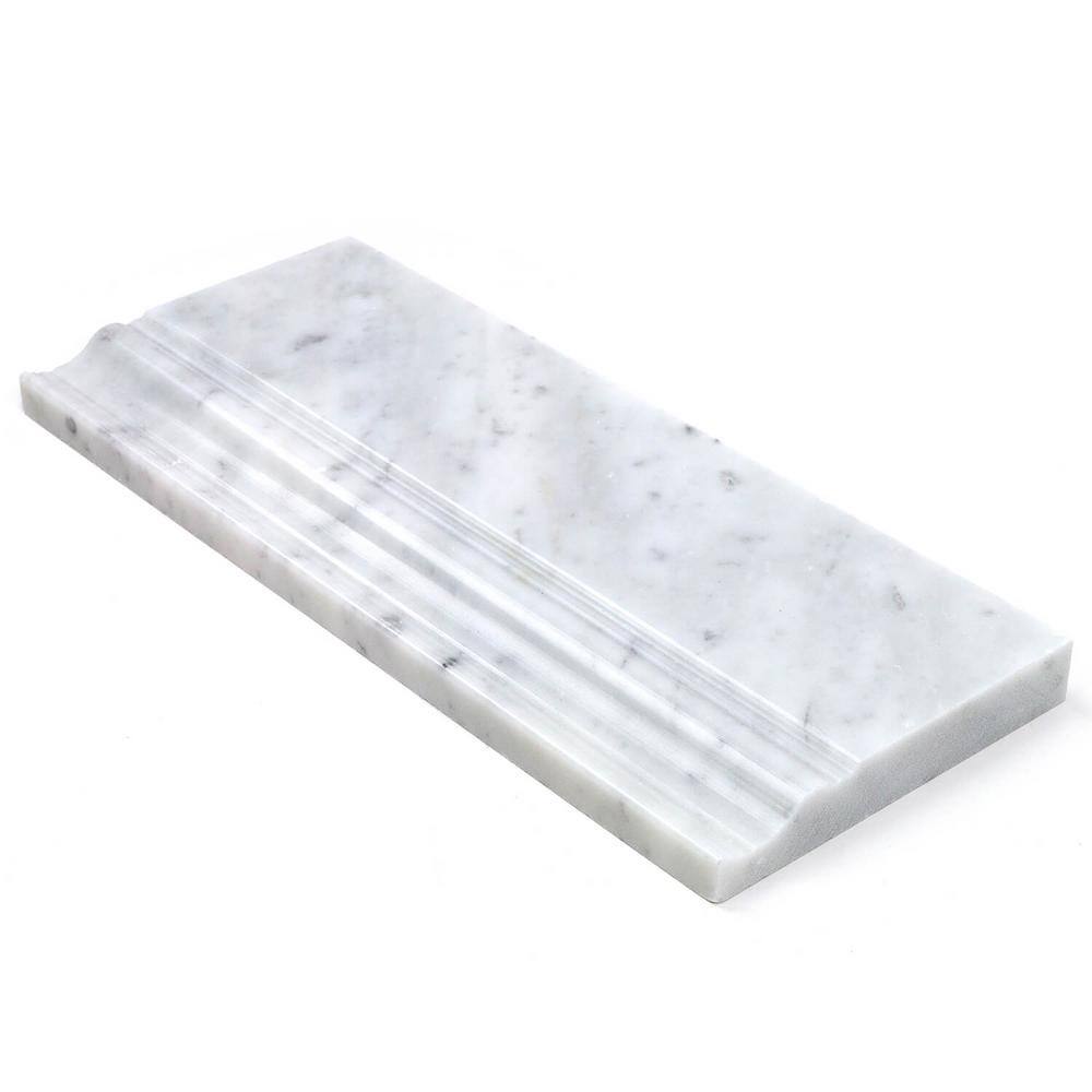 White Carrera Marble 4.75" x 12" Polished Tile Trim