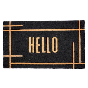 Modern Black Hello Doormat  30" x 48"