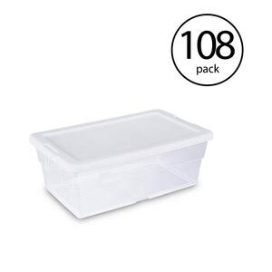 6 Qt. Clear Stacking Storage Container with White Lid (108-Pack)