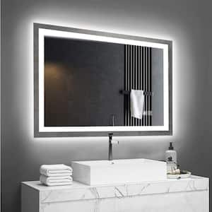 Dimmable LED 48 in. W x 36 in. H Large Rectangular Frameless Anti-Fog Wall Mounted Bathroom Vanity Mirror in Silver
